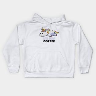 Need More Coffee Lazy Unicorn Gift Kids Hoodie